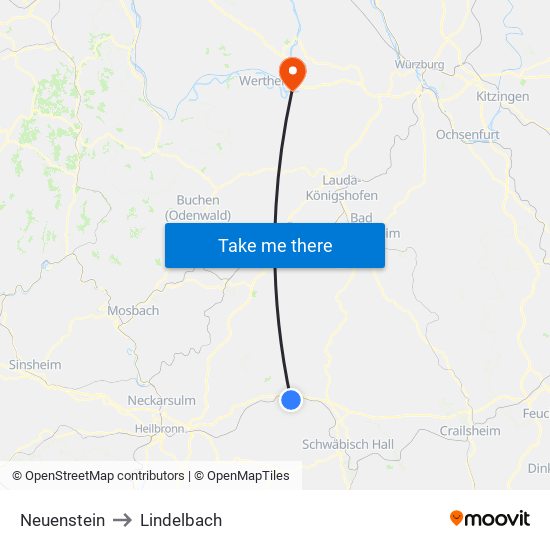 Neuenstein to Lindelbach map