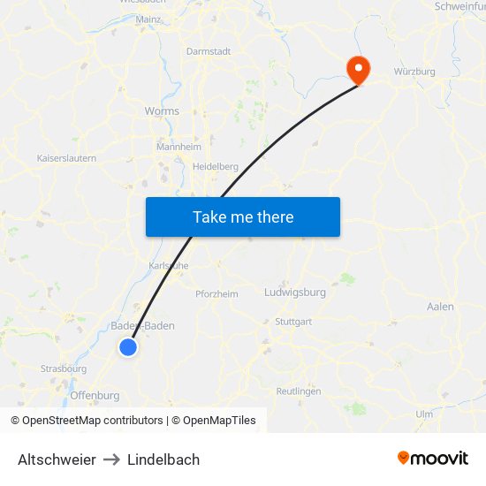 Altschweier to Lindelbach map