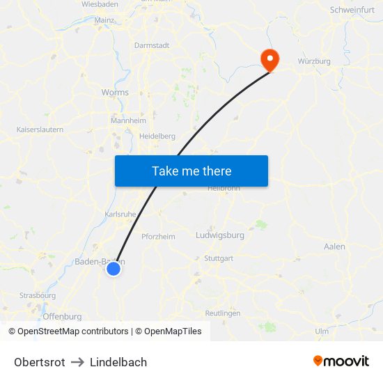 Obertsrot to Lindelbach map