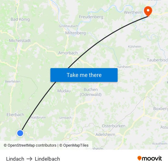 Lindach to Lindelbach map