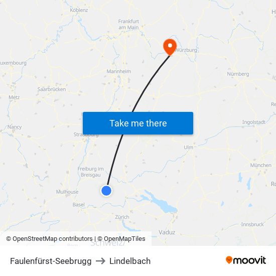 Faulenfürst-Seebrugg to Lindelbach map