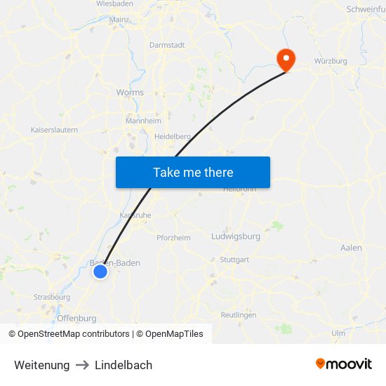 Weitenung to Lindelbach map