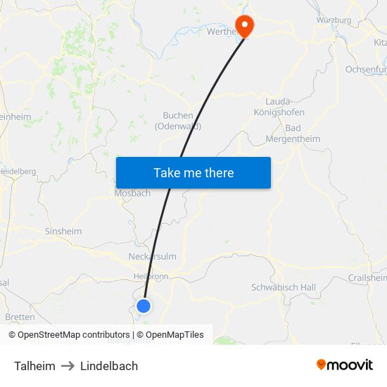 Talheim to Lindelbach map