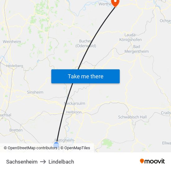 Sachsenheim to Lindelbach map