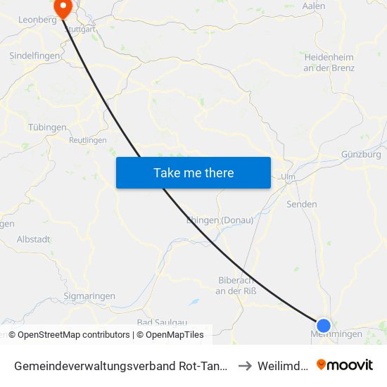 Gemeindeverwaltungsverband Rot-Tannheim to Weilimdorf map