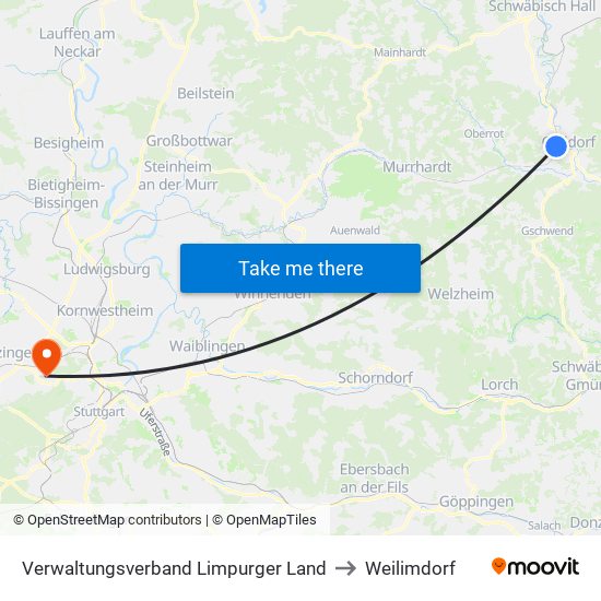 Verwaltungsverband Limpurger Land to Weilimdorf map