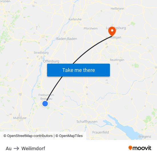 Au to Weilimdorf map