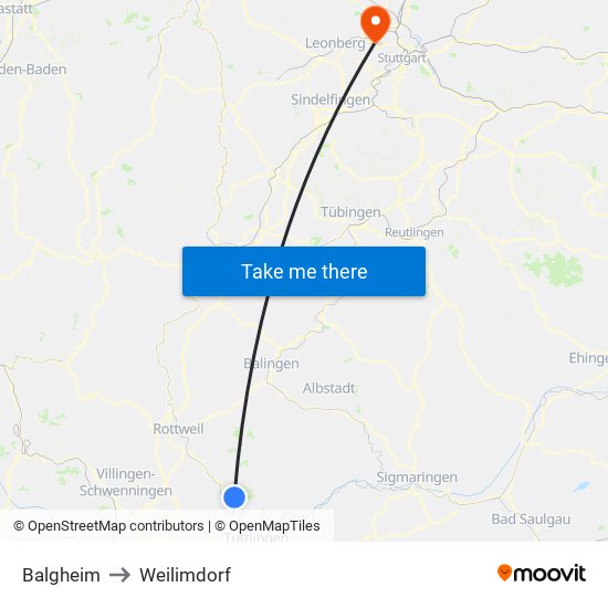 Balgheim to Weilimdorf map