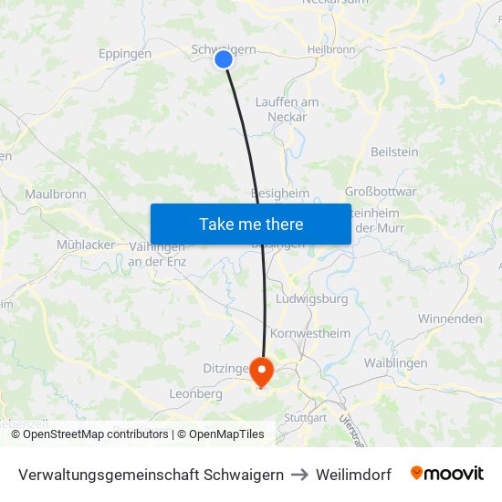 Verwaltungsgemeinschaft Schwaigern to Weilimdorf map