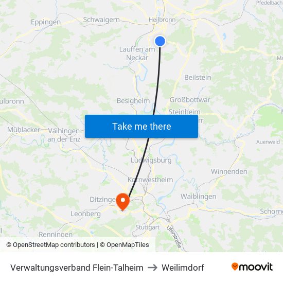 Verwaltungsverband Flein-Talheim to Weilimdorf map