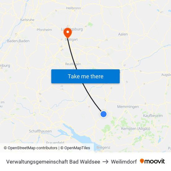 Verwaltungsgemeinschaft Bad Waldsee to Weilimdorf map
