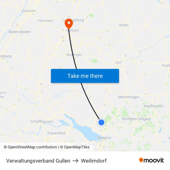 Verwaltungsverband Gullen to Weilimdorf map