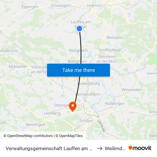 Verwaltungsgemeinschaft Lauffen am Neckar to Weilimdorf map