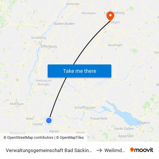 Verwaltungsgemeinschaft Bad Säckingen to Weilimdorf map