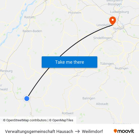 Verwaltungsgemeinschaft Hausach to Weilimdorf map