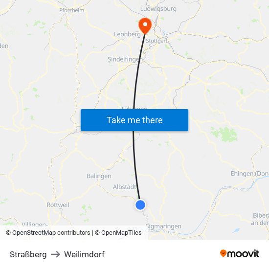 Straßberg to Weilimdorf map