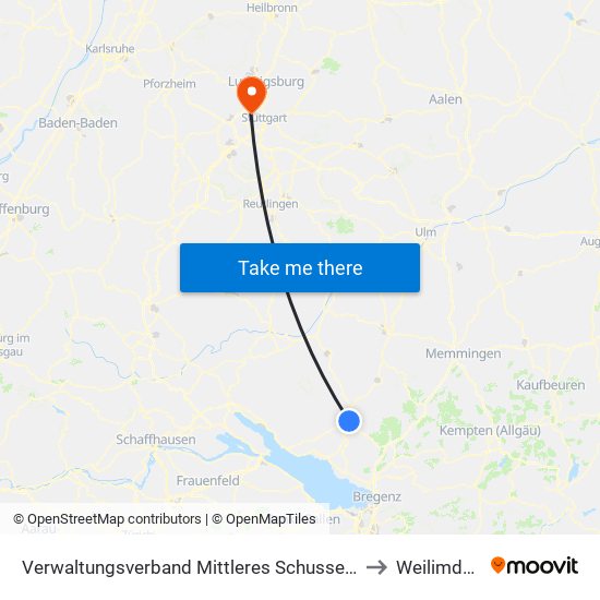 Verwaltungsverband Mittleres Schussental to Weilimdorf map