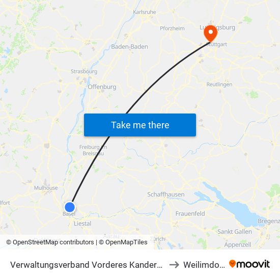 Verwaltungsverband Vorderes Kandertal to Weilimdorf map