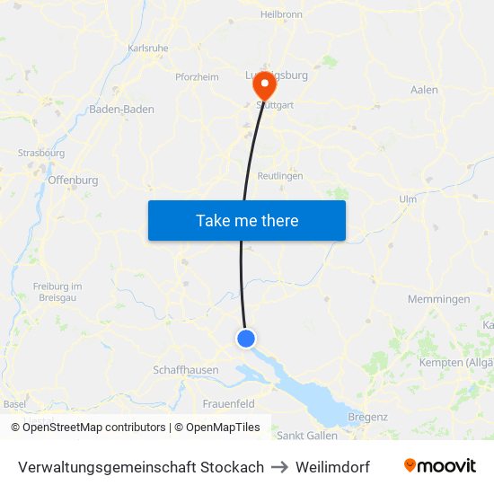 Verwaltungsgemeinschaft Stockach to Weilimdorf map