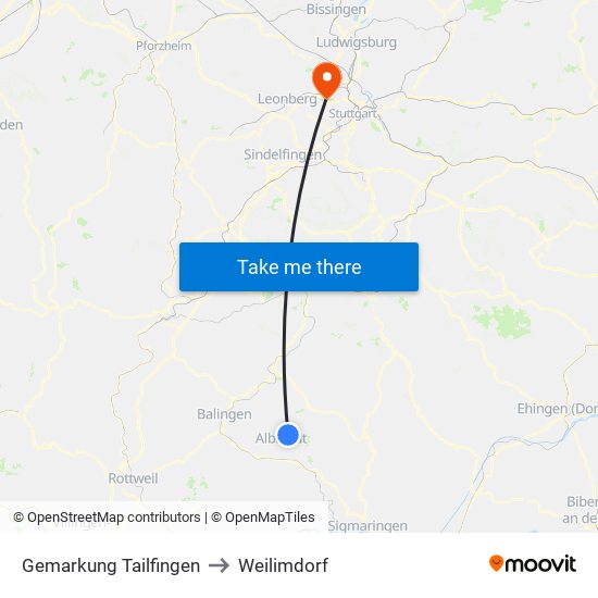 Gemarkung Tailfingen to Weilimdorf map