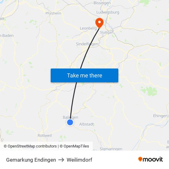 Gemarkung Endingen to Weilimdorf map