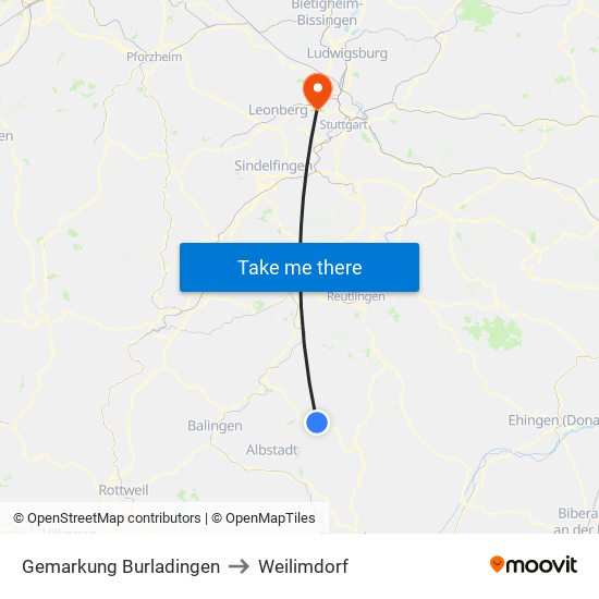 Gemarkung Burladingen to Weilimdorf map