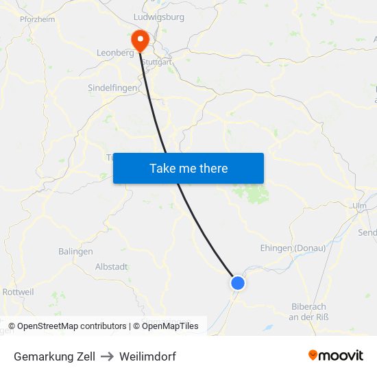 Gemarkung Zell to Weilimdorf map