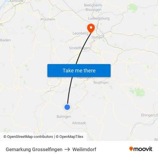 Gemarkung Grosselfingen to Weilimdorf map