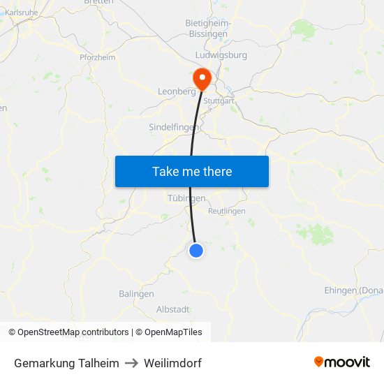 Gemarkung Talheim to Weilimdorf map
