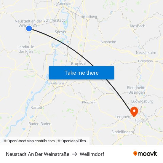 Neustadt An Der Weinstraße to Weilimdorf map