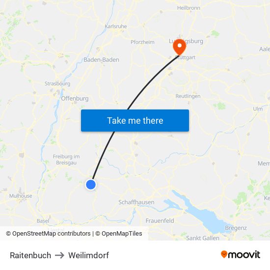 Raitenbuch to Weilimdorf map