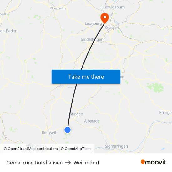 Gemarkung Ratshausen to Weilimdorf map