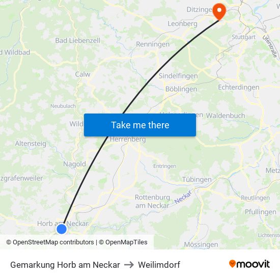 Gemarkung Horb am Neckar to Weilimdorf map