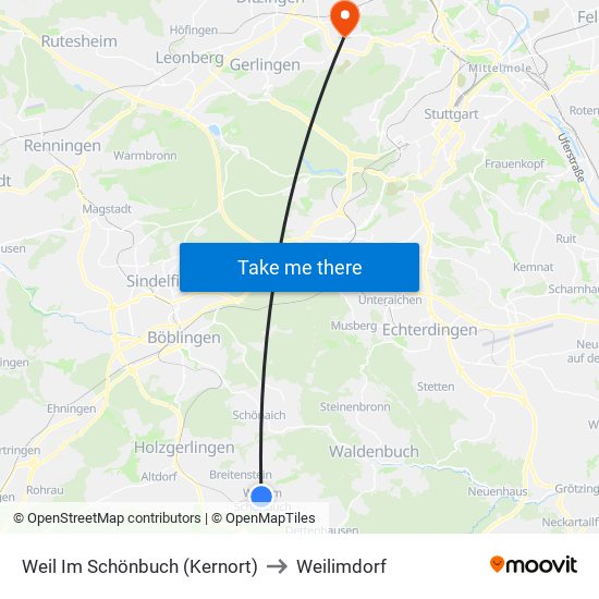 Weil Im Schönbuch (Kernort) to Weilimdorf map