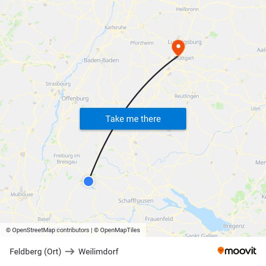 Feldberg (Ort) to Weilimdorf map