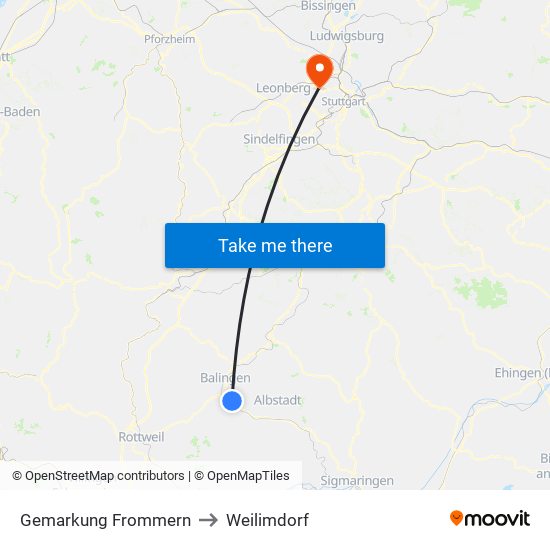 Gemarkung Frommern to Weilimdorf map