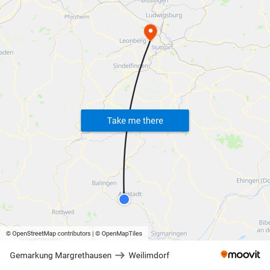 Gemarkung Margrethausen to Weilimdorf map