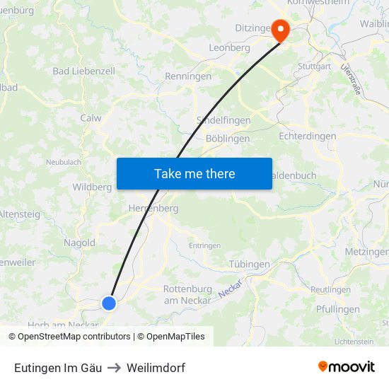 Eutingen Im Gäu to Weilimdorf map