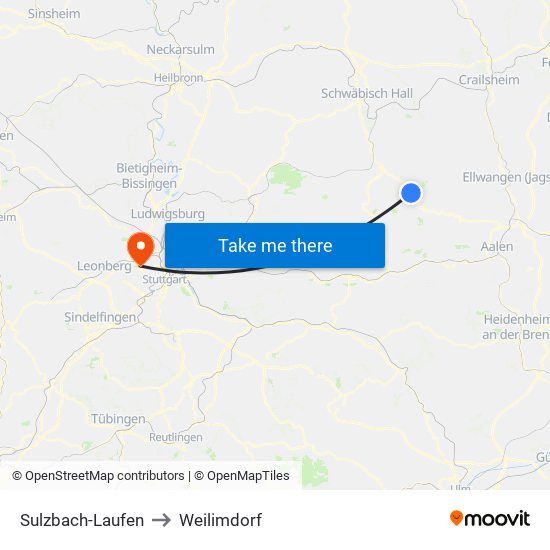 Sulzbach-Laufen to Weilimdorf map