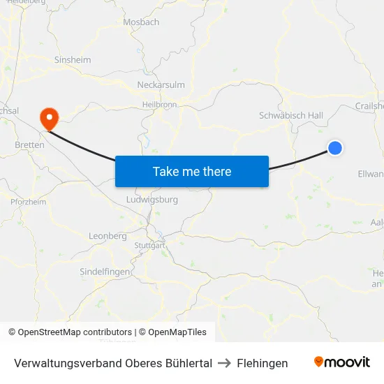 Verwaltungsverband Oberes Bühlertal to Flehingen map