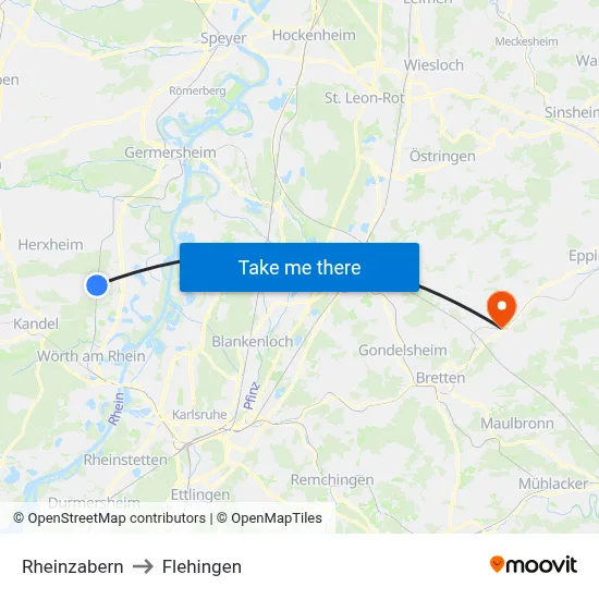 Rheinzabern to Flehingen map