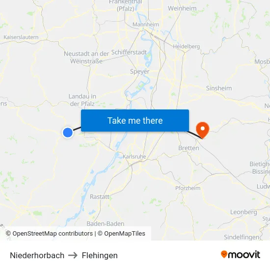 Niederhorbach to Flehingen map