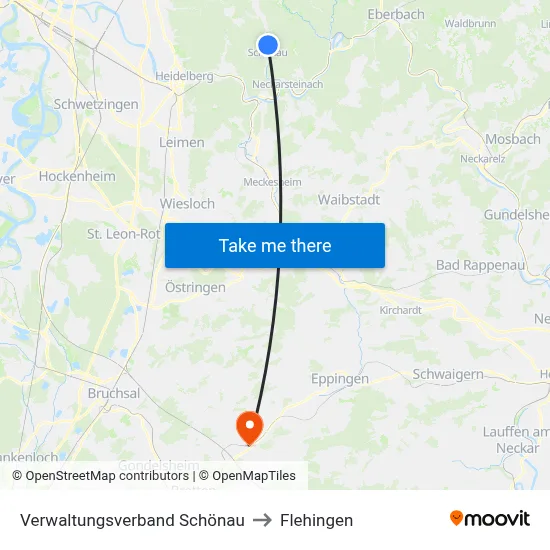 Verwaltungsverband Schönau to Flehingen map