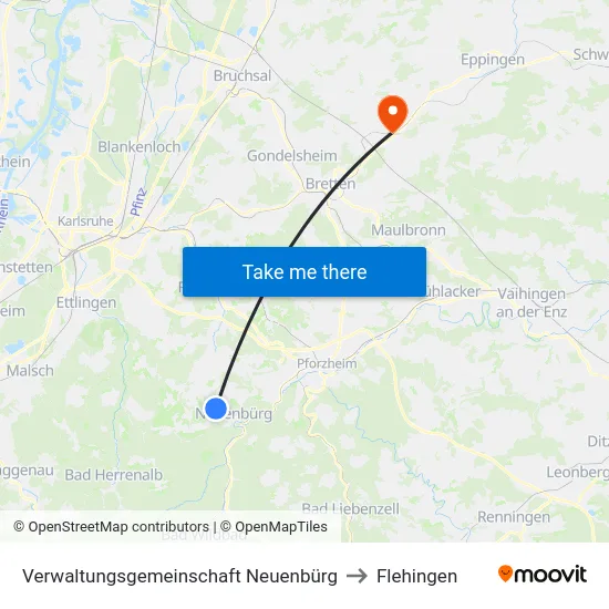 Verwaltungsgemeinschaft Neuenbürg to Flehingen map