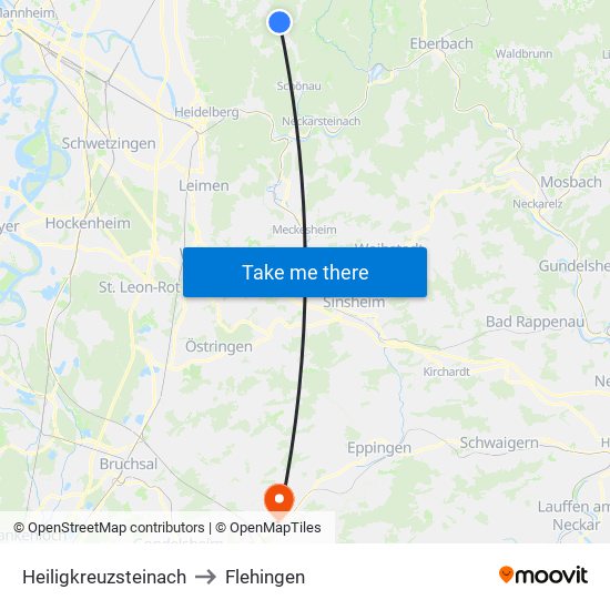 Heiligkreuzsteinach to Flehingen map