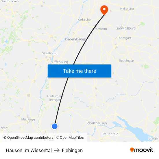 Hausen Im Wiesental to Flehingen map