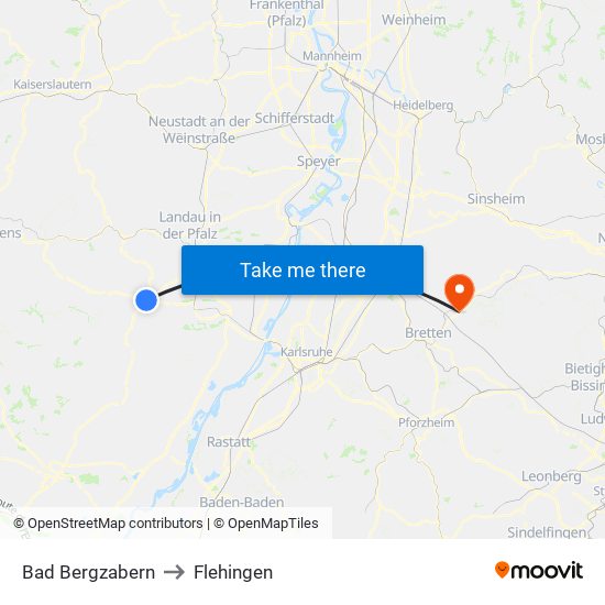 Bad Bergzabern to Flehingen map