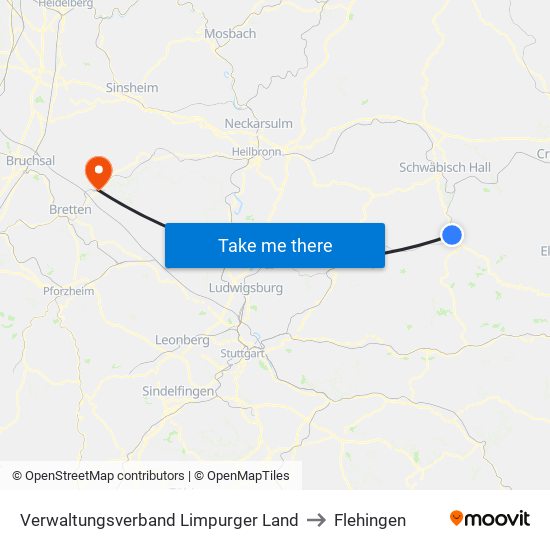 Verwaltungsverband Limpurger Land to Flehingen map