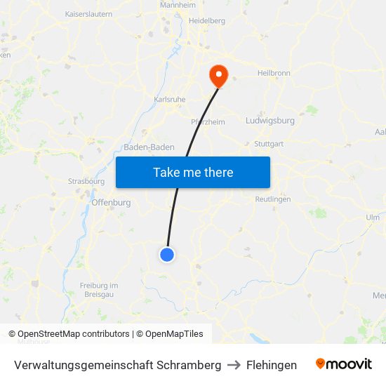 Verwaltungsgemeinschaft Schramberg to Flehingen map