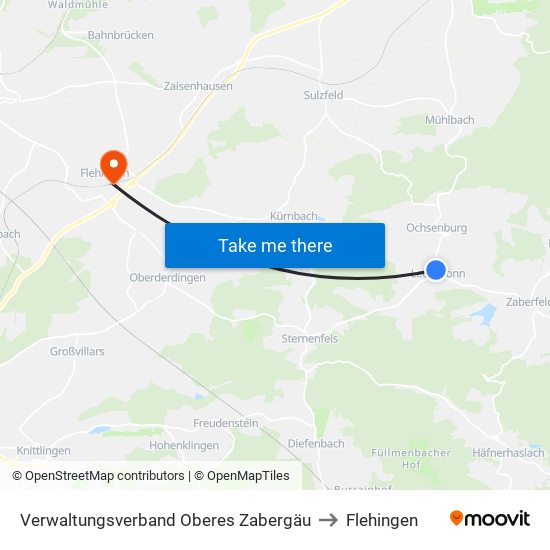 Verwaltungsverband Oberes Zabergäu to Flehingen map